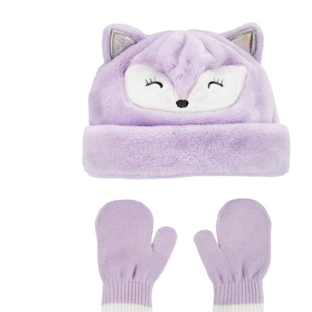 NWT CARTERS fox deer winter hat mittens 2t 4t 3t 4